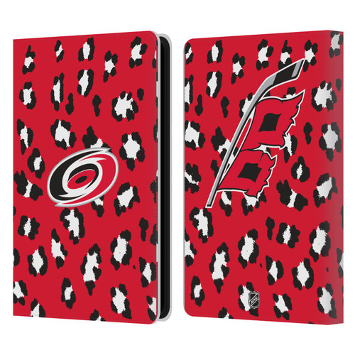 NHL Carolina Hurricanes Leopard Patten Leather Book Wallet Case Cover For Amazon Kindle Paperwhite 5 (2021)
