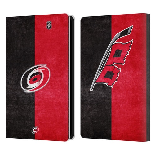 NHL Carolina Hurricanes Half Distressed Leather Book Wallet Case Cover For Amazon Kindle Paperwhite 5 (2021)
