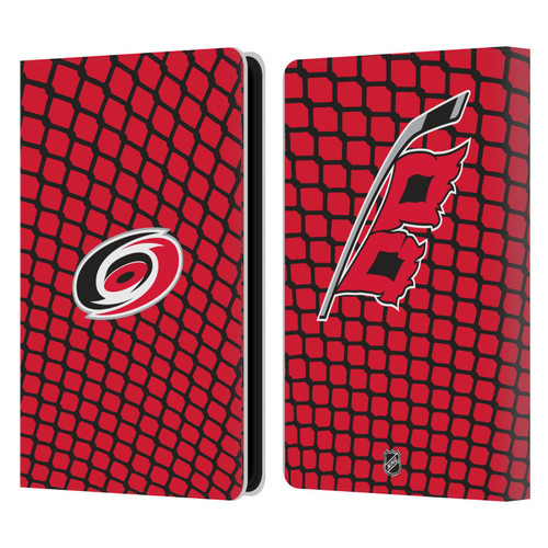 NHL Carolina Hurricanes Net Pattern Leather Book Wallet Case Cover For Amazon Kindle Paperwhite 5 (2021)