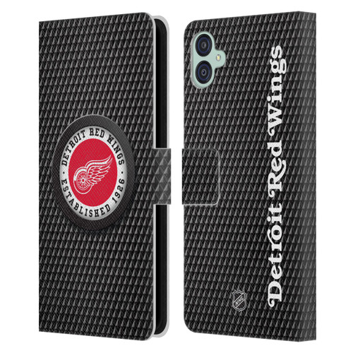 NHL Detroit Red Wings Puck Texture Leather Book Wallet Case Cover For Samsung Galaxy M04 5G / A04e