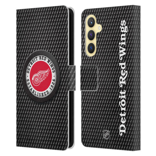 NHL Detroit Red Wings Puck Texture Leather Book Wallet Case Cover For Samsung Galaxy S23 FE 5G