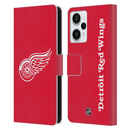 NHL Detroit Red Wings Plain Leather Book Wallet Case Cover For Xiaomi Redmi Note 12T