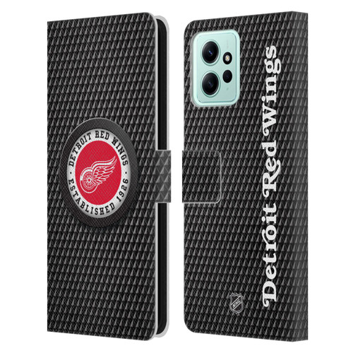 NHL Detroit Red Wings Puck Texture Leather Book Wallet Case Cover For Xiaomi Redmi 12