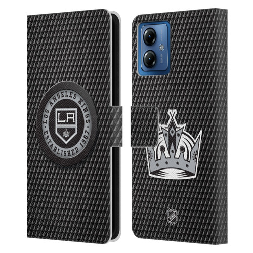 NHL Los Angeles Kings Puck Texture Leather Book Wallet Case Cover For Motorola Moto G14