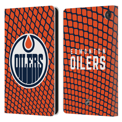NHL Edmonton Oilers Net Pattern Leather Book Wallet Case Cover For Amazon Fire 7 2022