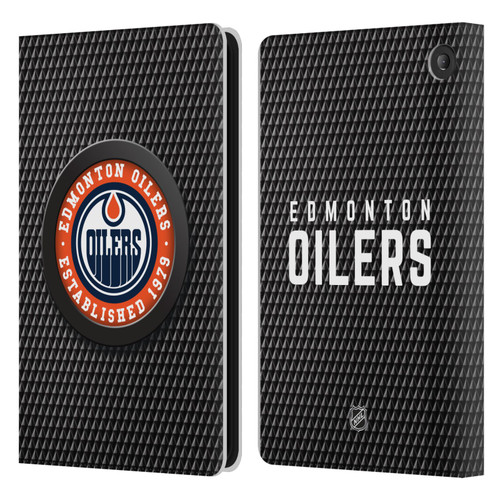 NHL Edmonton Oilers Puck Texture Leather Book Wallet Case Cover For Amazon Fire 7 2022