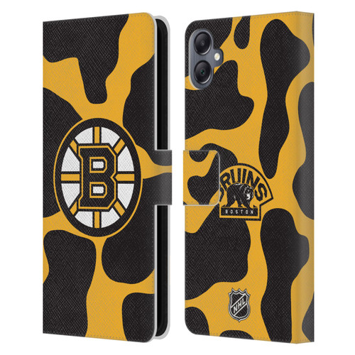 NHL Boston Bruins Cow Pattern Leather Book Wallet Case Cover For Samsung Galaxy A05