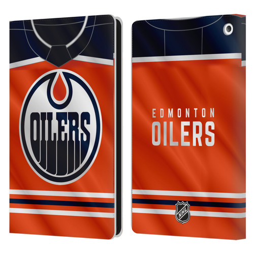 NHL Edmonton Oilers Jersey Leather Book Wallet Case Cover For Amazon Fire HD 8/Fire HD 8 Plus 2020