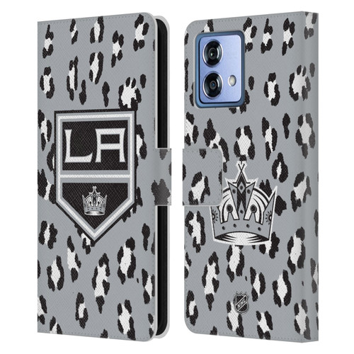 NHL Los Angeles Kings Leopard Patten Leather Book Wallet Case Cover For Motorola Moto G84 5G