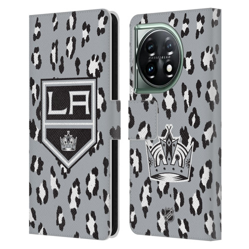 NHL Los Angeles Kings Leopard Patten Leather Book Wallet Case Cover For OnePlus 11 5G