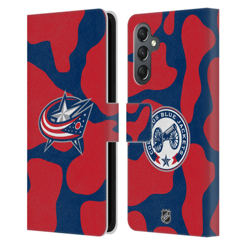 NHL Columbus Blue Jackets Cow Pattern Leather Book Wallet Case Cover For Samsung Galaxy A25 5G