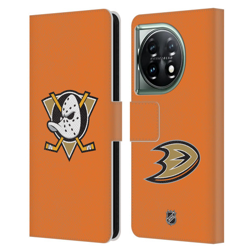NHL Anaheim Ducks Plain Leather Book Wallet Case Cover For OnePlus 11 5G