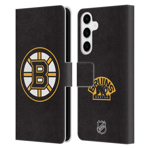 NHL Boston Bruins Plain Leather Book Wallet Case Cover For Samsung Galaxy S24+ 5G