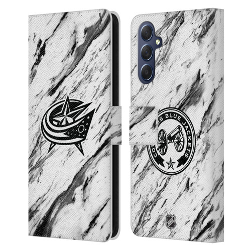 NHL Columbus Blue Jackets Marble Leather Book Wallet Case Cover For Samsung Galaxy M54 5G