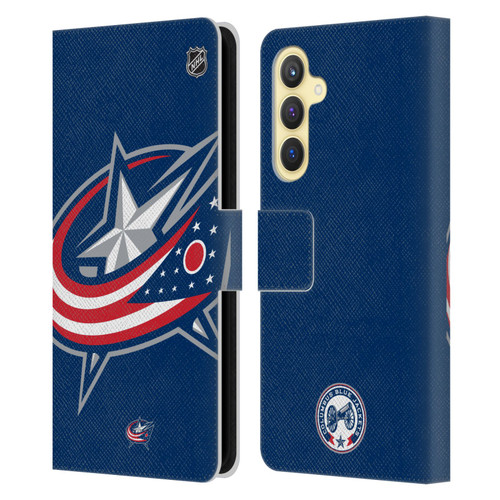 NHL Columbus Blue Jackets Oversized Leather Book Wallet Case Cover For Samsung Galaxy S23 FE 5G