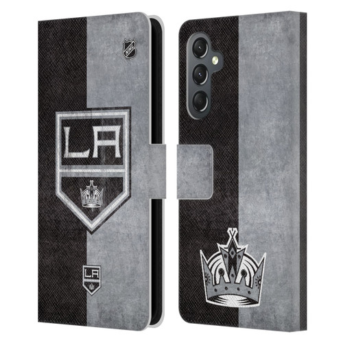 NHL Los Angeles Kings Half Distressed Leather Book Wallet Case Cover For Samsung Galaxy A25 5G NHL Los Angeles Kings Half Distressed Leather Book Wallet Case Cover For Samsung Galaxy A25 5G