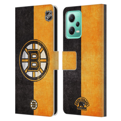 NHL Boston Bruins Half Distressed Leather Book Wallet Case Cover For Xiaomi Redmi Note 12 5G
