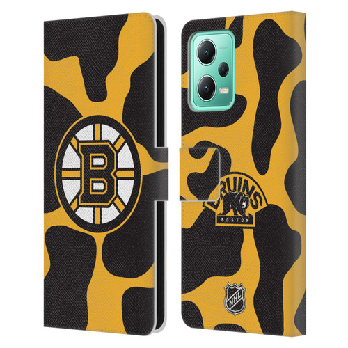 NHL Boston Bruins Cow Pattern Leather Book Wallet Case Cover For Xiaomi Redmi Note 12 5G
