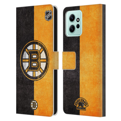 NHL Boston Bruins Half Distressed Leather Book Wallet Case Cover For Xiaomi Redmi 12