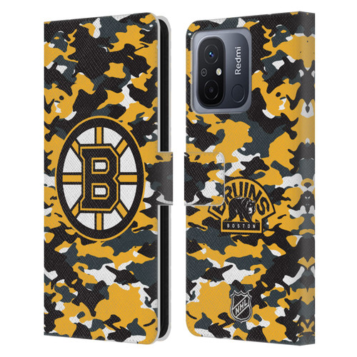 NHL Boston Bruins Camouflage Leather Book Wallet Case Cover For Xiaomi Redmi 12C