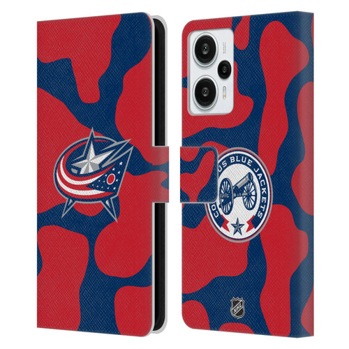 NHL Columbus Blue Jackets Cow Pattern Leather Book Wallet Case Cover For Xiaomi Redmi Note 12T