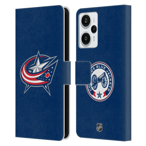 NHL Columbus Blue Jackets Plain Leather Book Wallet Case Cover For Xiaomi Redmi Note 12T