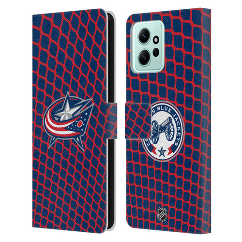 NHL Columbus Blue Jackets Net Pattern Leather Book Wallet Case Cover For Xiaomi Redmi 12