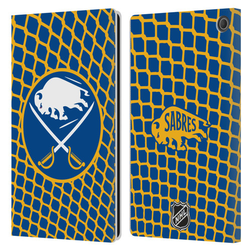 NHL Buffalo Sabres Net Pattern Leather Book Wallet Case Cover For Amazon Fire Max 11 2023