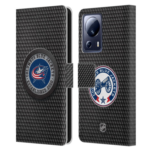 NHL Columbus Blue Jackets Puck Texture Leather Book Wallet Case Cover For Xiaomi 13 Lite 5G