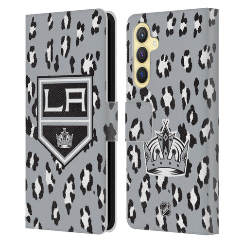 NHL Los Angeles Kings Leopard Patten Leather Book Wallet Case Cover For Samsung Galaxy S23 FE 5G NHL Los Angeles Kings Leopard Patten Leather Book Wallet Case Cover For Samsung Galaxy S23 FE 5G