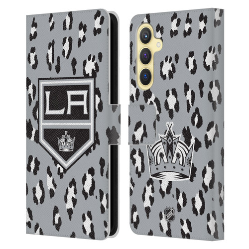 NHL Los Angeles Kings Leopard Patten Leather Book Wallet Case Cover For Samsung Galaxy S23 FE 5G