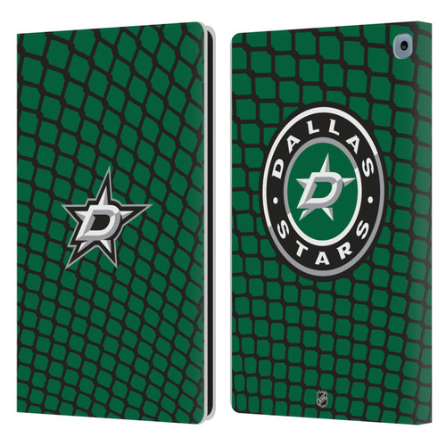 NHL Dallas Stars Net Pattern Leather Book Wallet Case Cover For Amazon Fire HD 10 / Plus 2021