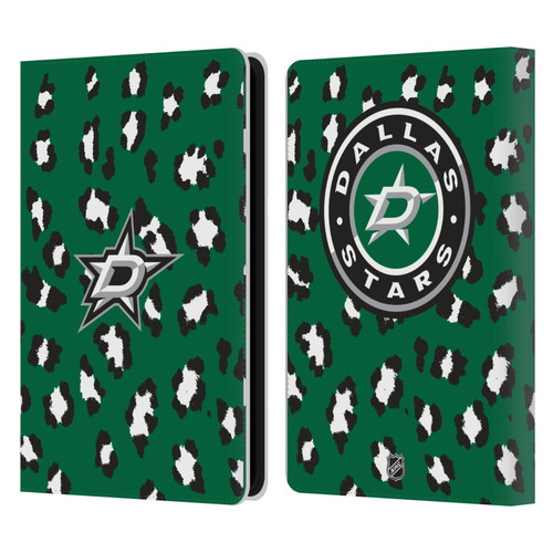 NHL Dallas Stars Leopard Patten Leather Book Wallet Case Cover For Amazon Kindle Paperwhite 5 (2021)