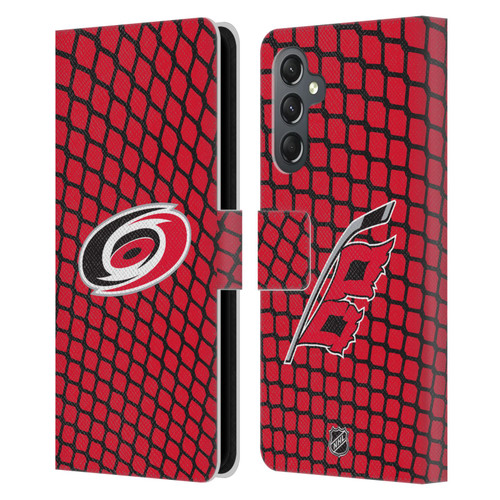 NHL Carolina Hurricanes Net Pattern Leather Book Wallet Case Cover For Samsung Galaxy A25 5G