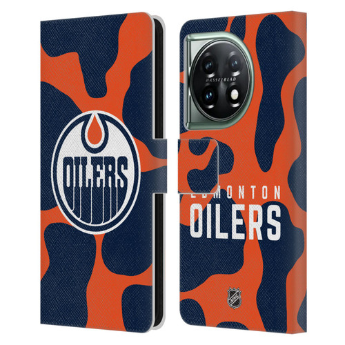 NHL Edmonton Oilers Cow Pattern Leather Book Wallet Case Cover For OnePlus 11 5G