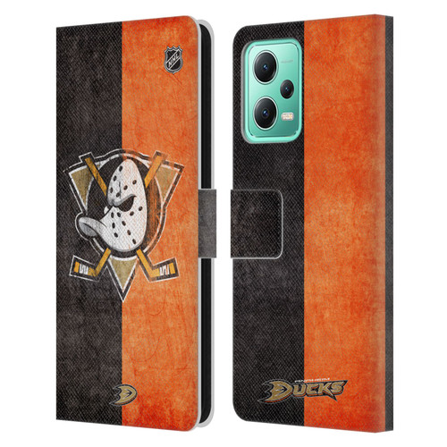 NHL Anaheim Ducks Half Distressed Leather Book Wallet Case Cover For Xiaomi Redmi Note 12 5G