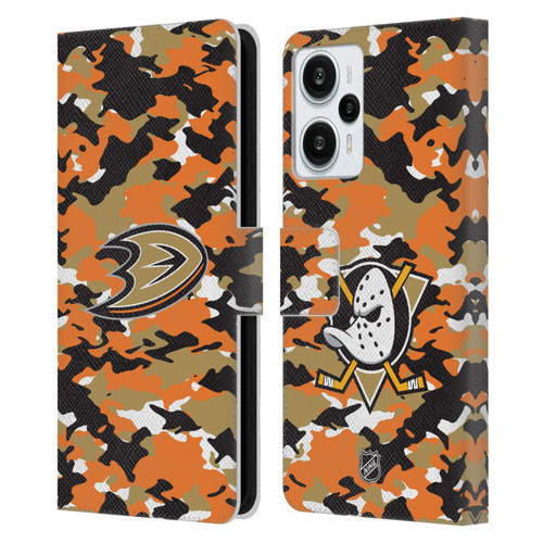 NHL Anaheim Ducks Camouflage Leather Book Wallet Case Cover For Xiaomi Redmi Note 12T