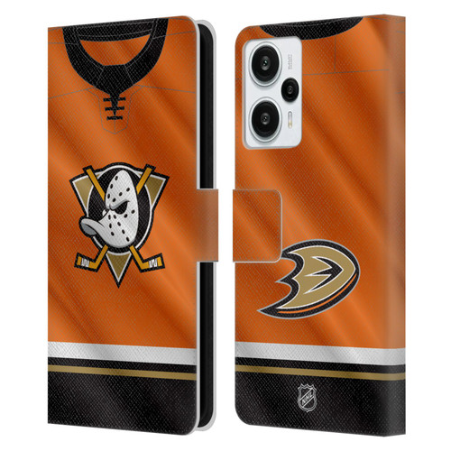 NHL Anaheim Ducks Jersey Leather Book Wallet Case Cover For Xiaomi Redmi Note 12T