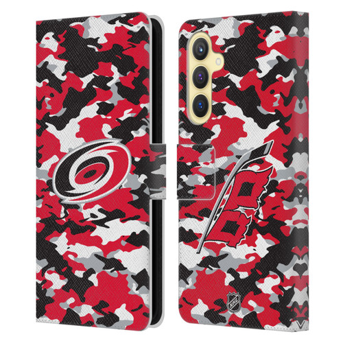 NHL Carolina Hurricanes Camouflage Leather Book Wallet Case Cover For Samsung Galaxy S23 FE 5G