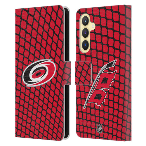 NHL Carolina Hurricanes Net Pattern Leather Book Wallet Case Cover For Samsung Galaxy S23 FE 5G