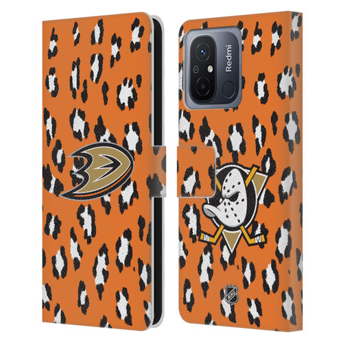 NHL Anaheim Ducks Leopard Patten Leather Book Wallet Case Cover For Xiaomi Redmi 12C