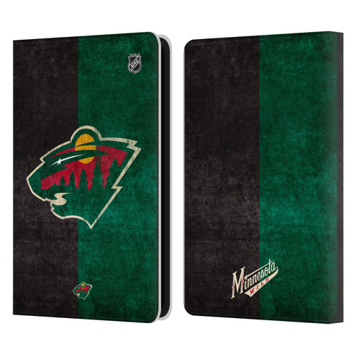 NHL Minnesota Wild Half Distressed Leather Book Wallet Case Cover For Amazon Kindle 11th Gen 6in 2022