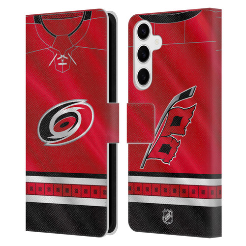 NHL Carolina Hurricanes Jersey Leather Book Wallet Case Cover For Samsung Galaxy S24+ 5G