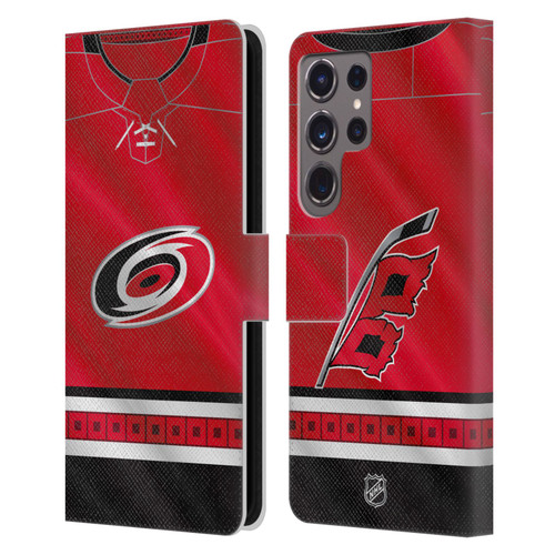 NHL Carolina Hurricanes Jersey Leather Book Wallet Case Cover For Samsung Galaxy S24 Ultra 5G