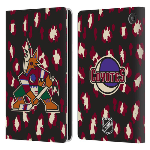 NHL Arizona Coyotes Leopard Patten Leather Book Wallet Case Cover For Amazon Fire 7 2022