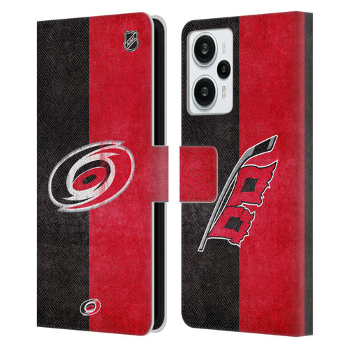 NHL Carolina Hurricanes Half Distressed Leather Book Wallet Case Cover For Xiaomi Redmi Note 12T