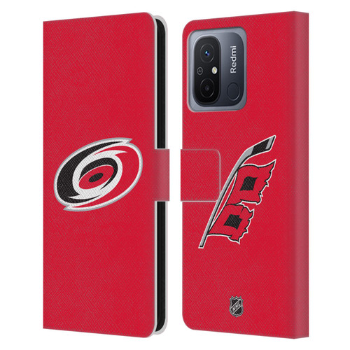 NHL Carolina Hurricanes Plain Leather Book Wallet Case Cover For Xiaomi Redmi 12C