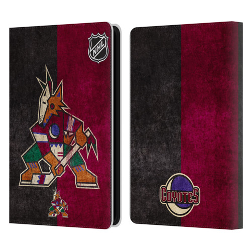 NHL Arizona Coyotes Half Distressed Leather Book Wallet Case Cover For Amazon Kindle Paperwhite 5 (2021)