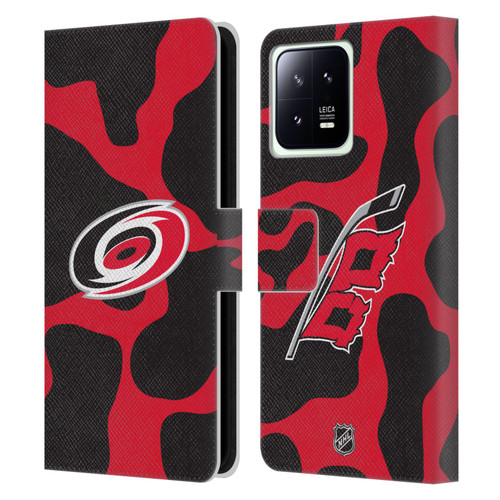 NHL Carolina Hurricanes Cow Pattern Leather Book Wallet Case Cover For Xiaomi 13 5G