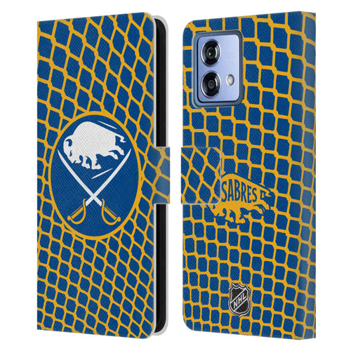 NHL Buffalo Sabres Net Pattern Leather Book Wallet Case Cover For Motorola Moto G84 5G